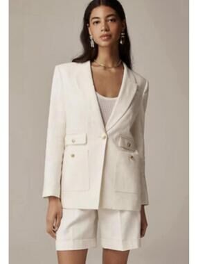 J.CREW NWOT Women’s Vivienne Blazer in Stretch Linen Blend In Ivory-Size 2P